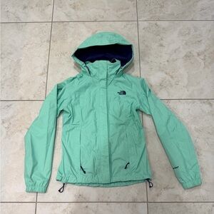The North Face Mint Green Hooded Shell Jacket Rain